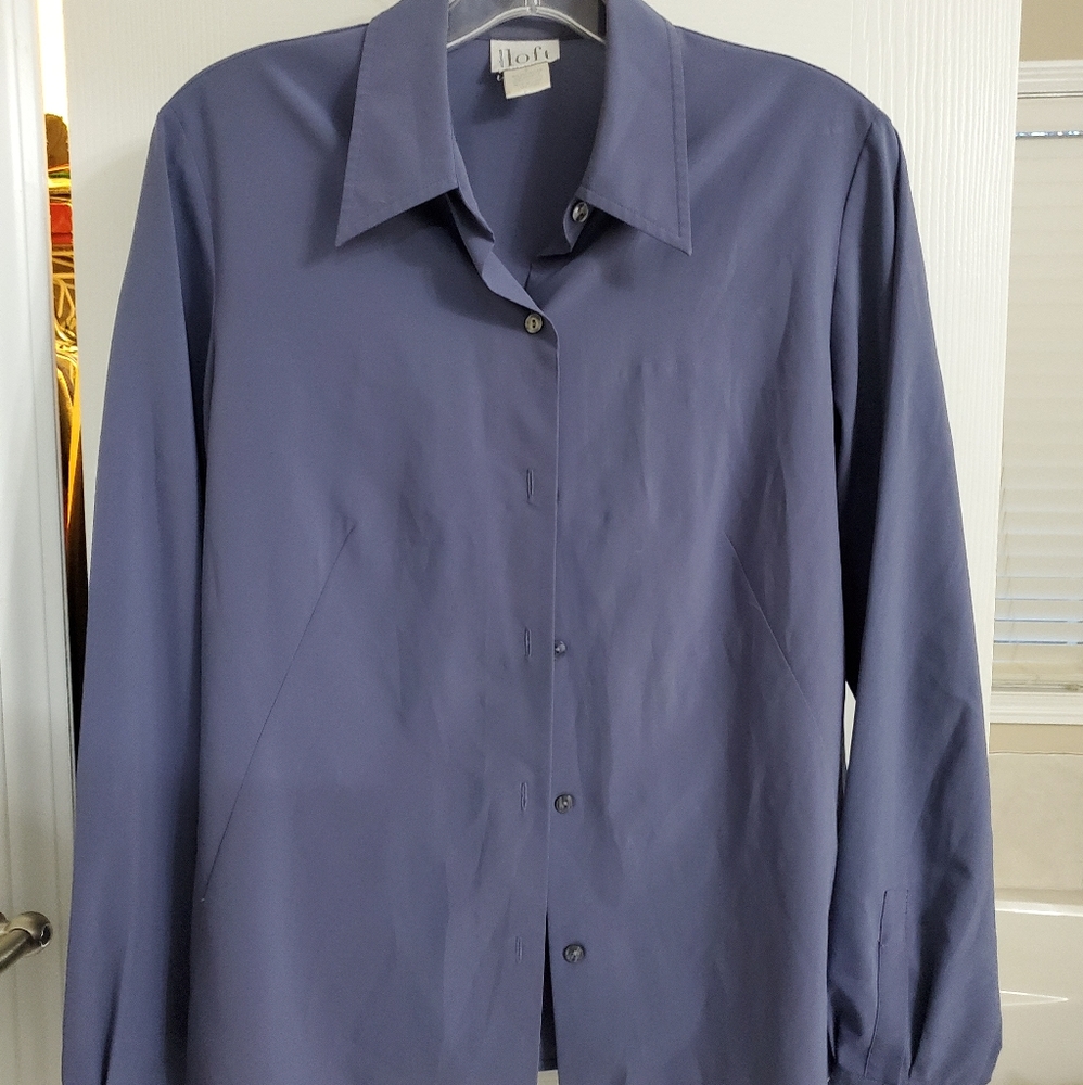 Lift Purple Silky Button Up Blouse